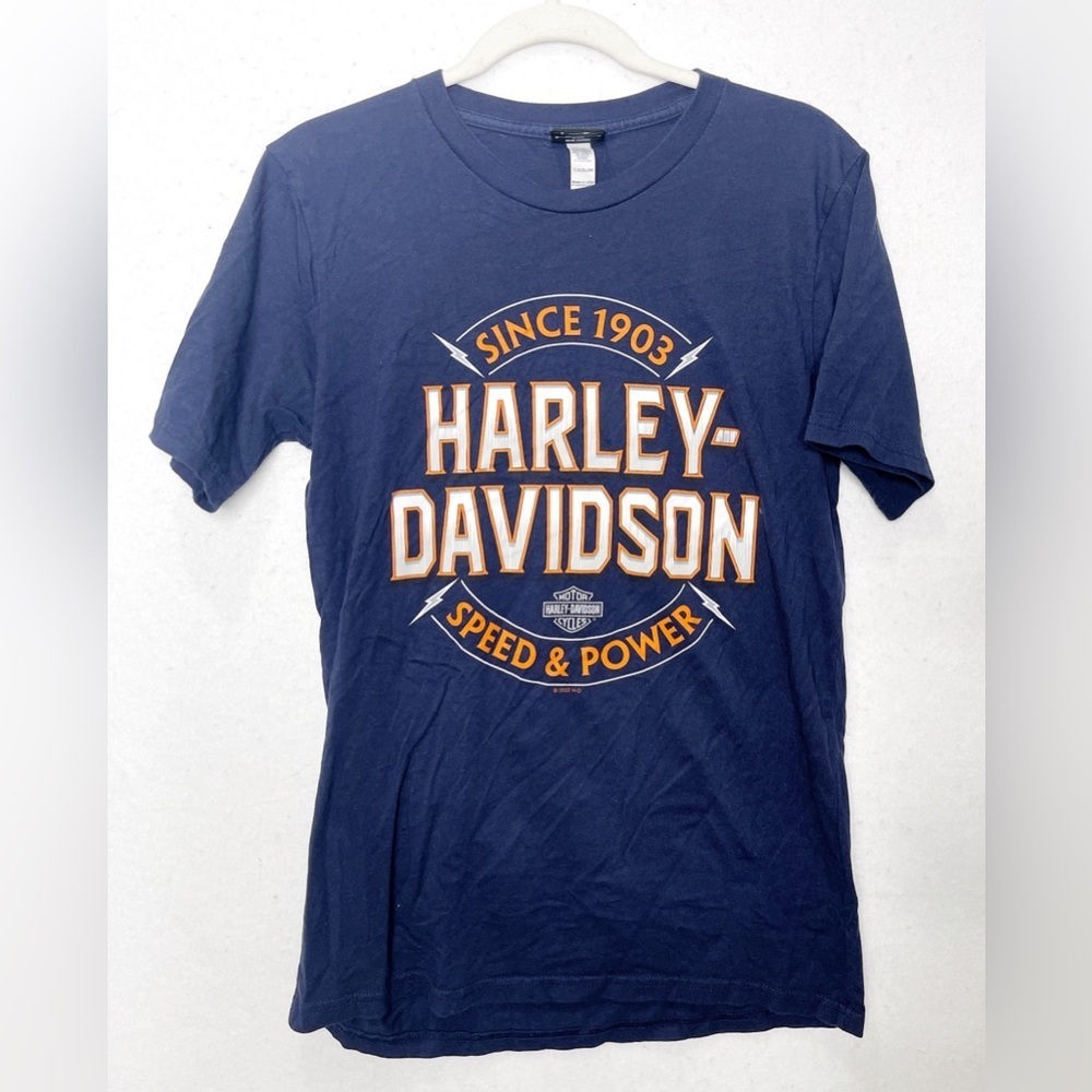 Harley Davidson T-shirt Men's Size Medium Navy Blue Kalamazoo Michigan Perry